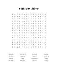 Begins with Letter D Word Search Puzzle