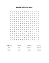 Begins with Letter G Word Scramble Puzzle