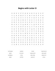 Begins with Letter O Word Scramble Puzzle