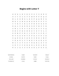 Begins with Letter Y Word Search Puzzle