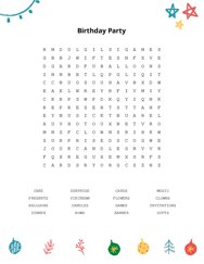 Birthday Party Word Search Puzzle