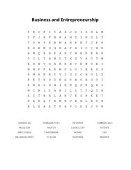 Business and Entrepreneurship Word Search Puzzle
