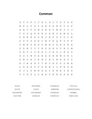 Common Word Search Puzzle