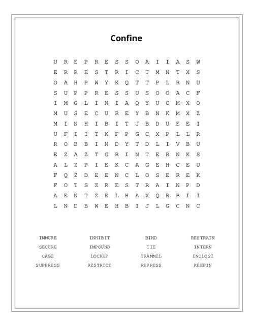 Confine Word Search Puzzle