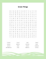 Green Things Word Search Puzzle