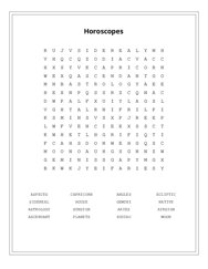Horoscopes Word Search Puzzle