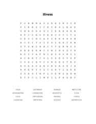 Illness Word Search Puzzle