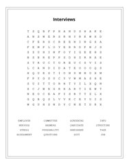 Interviews Word Search Puzzle