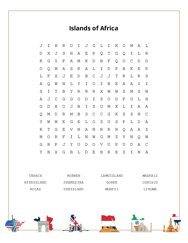 Islands of Africa Word Search Puzzle