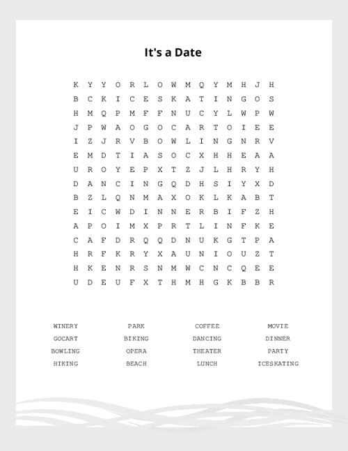 It's a Date Word Search Puzzle