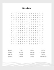 Its a Date Word Search Puzzle