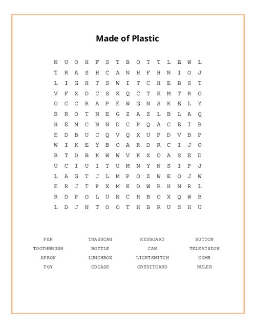 Made of Plastic Word Search Puzzle