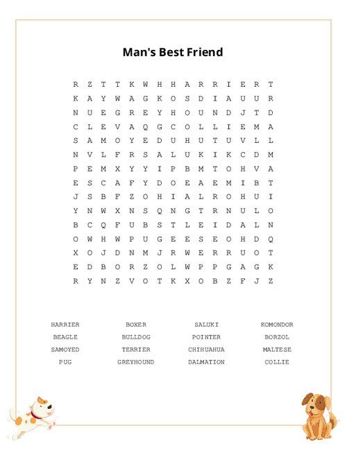 Man's Best Friend Word Search Puzzle