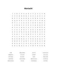 Mariachi Word Scramble Puzzle