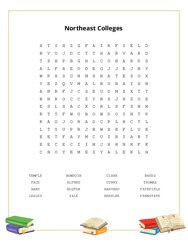 Northeast Colleges Word Search Puzzle