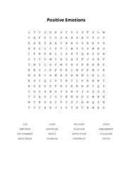 Positive Emotions Word Search Puzzle