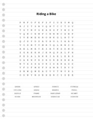 Riding a Bike Word Search Puzzle