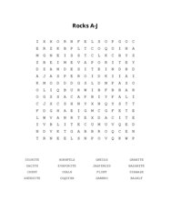Rocks A-J Word Search Puzzle
