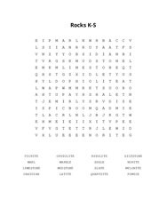 Rocks K-S Word Search Puzzle