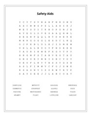 Safety Aids Word Scramble Puzzle