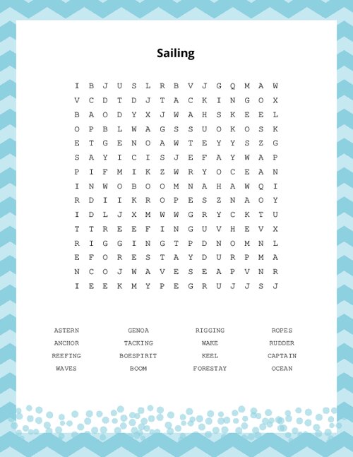 Sailing Word Search Puzzle