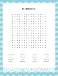 Sea Creatures Word Search Puzzle
