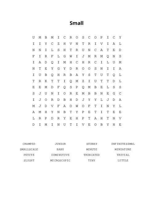 Small Word Search Puzzle