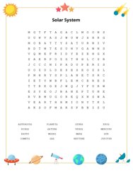 Solar System Word Scramble Puzzle