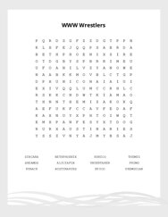 WWW Wrestlers Word Search Puzzle