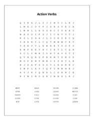 Action Verbs Word Search Puzzle
