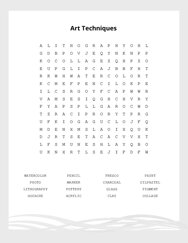Art Techniques Word Scramble Puzzle