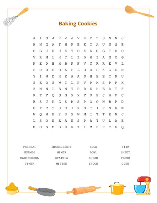 Baking Cookies Word Search Puzzle