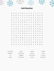 Cold Weather Word Scramble Puzzle