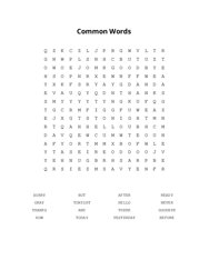 Common Words Word Search Puzzle