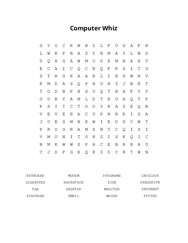 Computer Whiz Word Search Puzzle