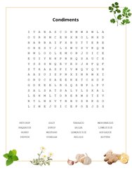 Condiments Word Search Puzzle