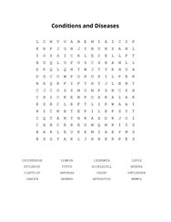 Conditions and Diseases Word Scramble Puzzle