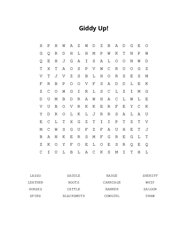 Giddy Up! Word Search Puzzle