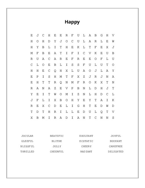 Happy Word Search Puzzle