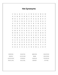 Hot Synonyms Word Scramble Puzzle