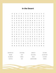 In the Desert Word Scramble Puzzle