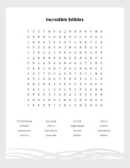 Incredible Edibles Word Search Puzzle