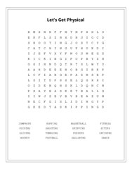 Lets Get Physical Word Scramble Puzzle