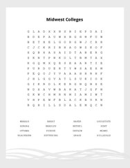 Midwest Colleges Word Scramble Puzzle