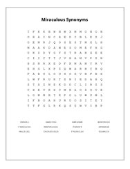 Miraculous Synonyms Word Scramble Puzzle