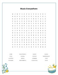 Music Everywhere Word Scramble Puzzle