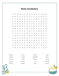 Music Vocabulary Word Search Puzzle