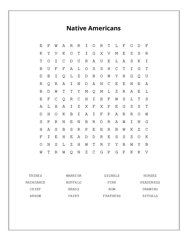 Native Americans Word Scramble Puzzle