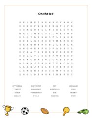 On the Ice Word Search Puzzle