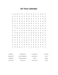 On Your Calendar Word Search Puzzle